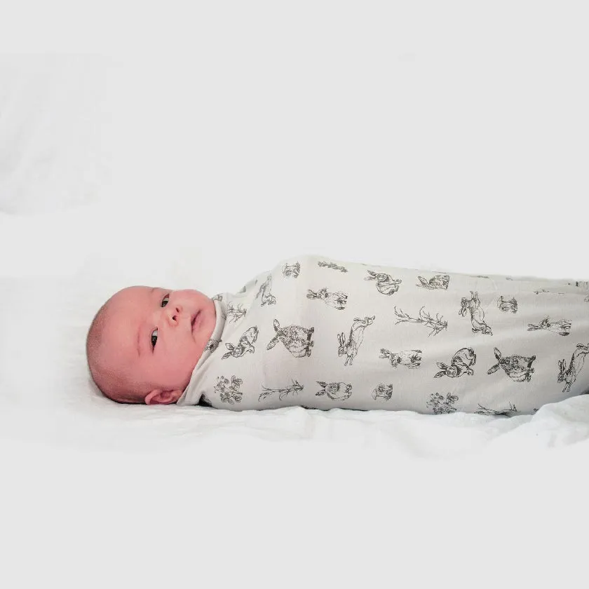 Organic Cotton Baby Wrap - Grey Burrowers