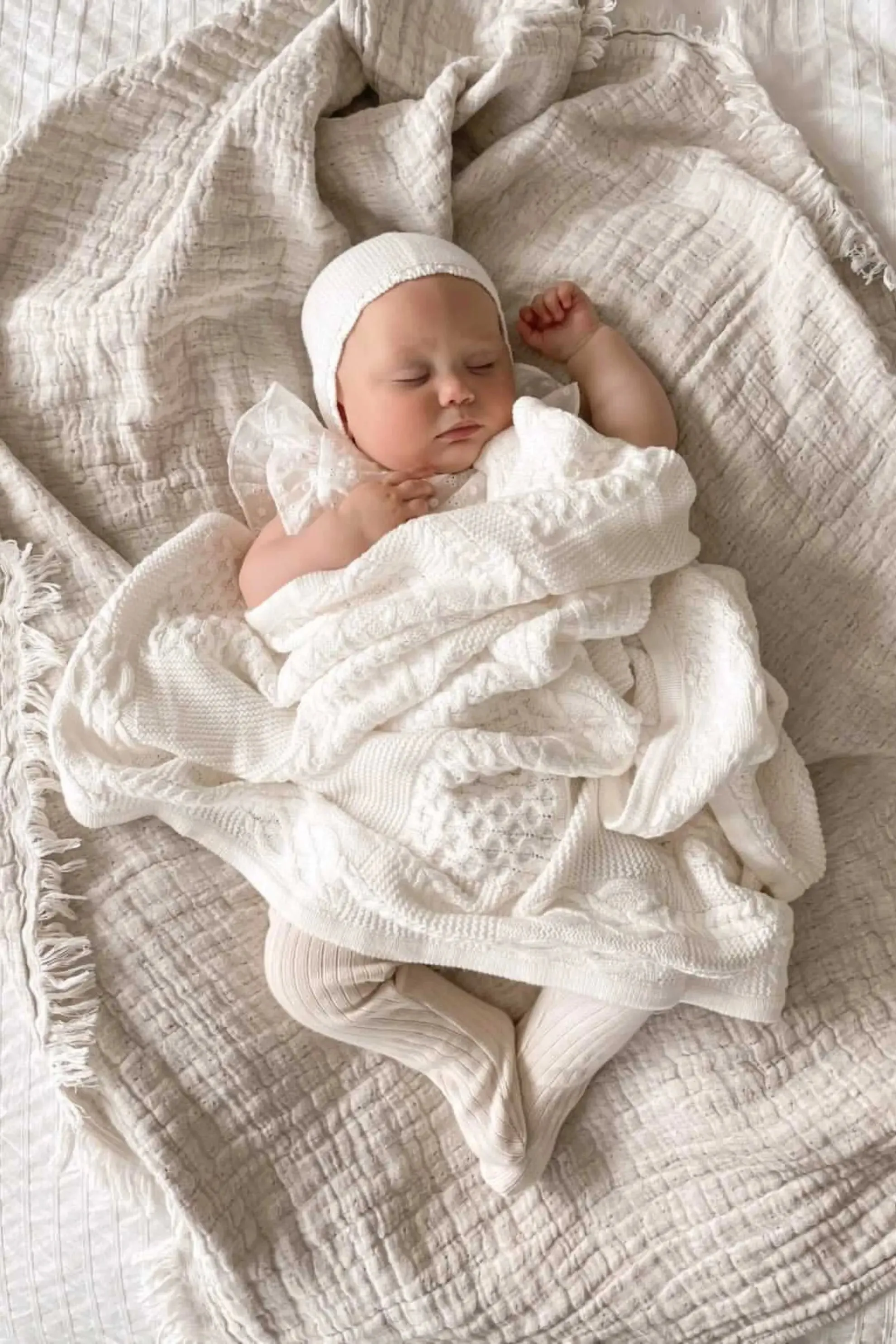 Organic Cotton Cable Knit Baby Blanket - Milk