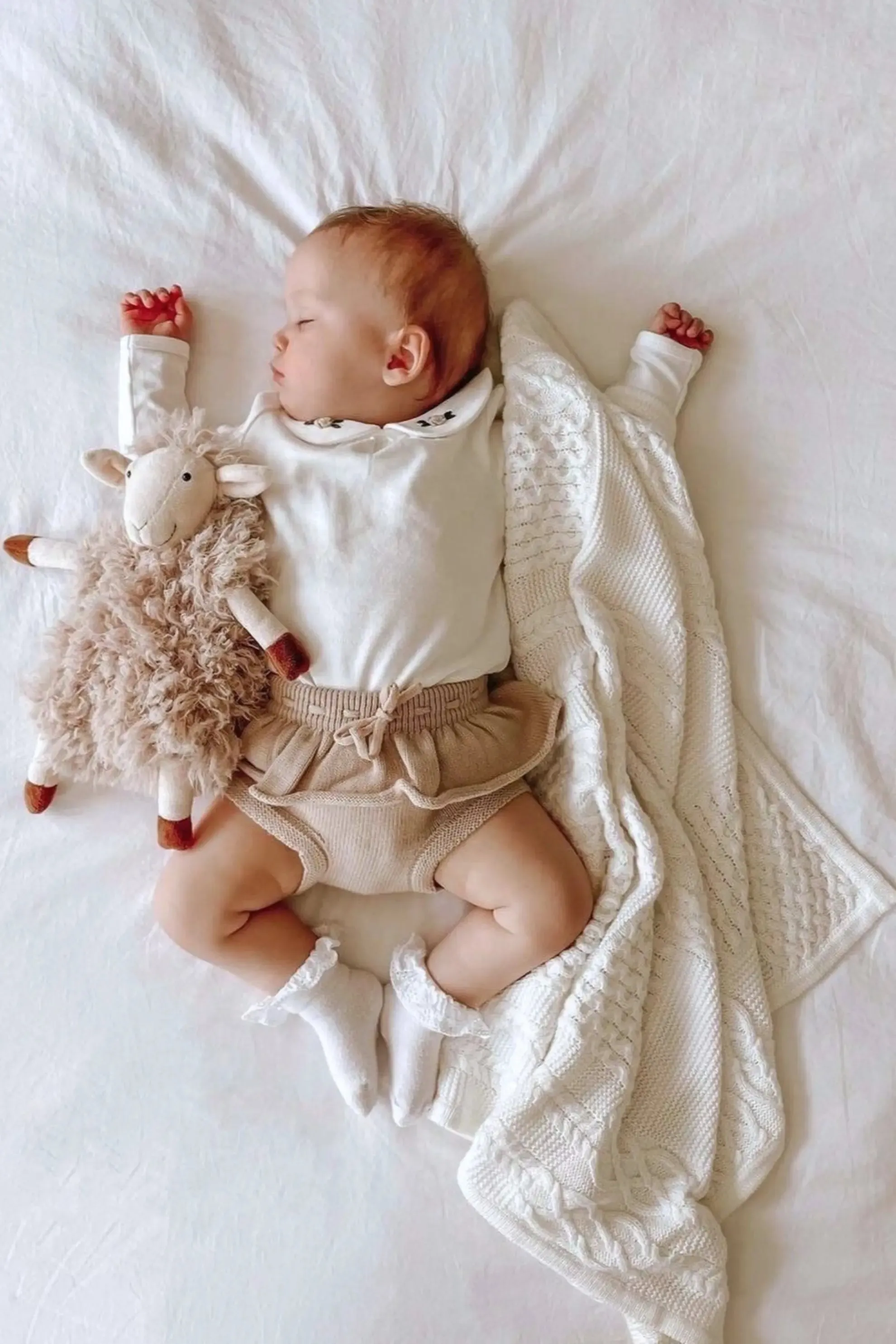 Organic Cotton Cable Knit Baby Blanket - Milk