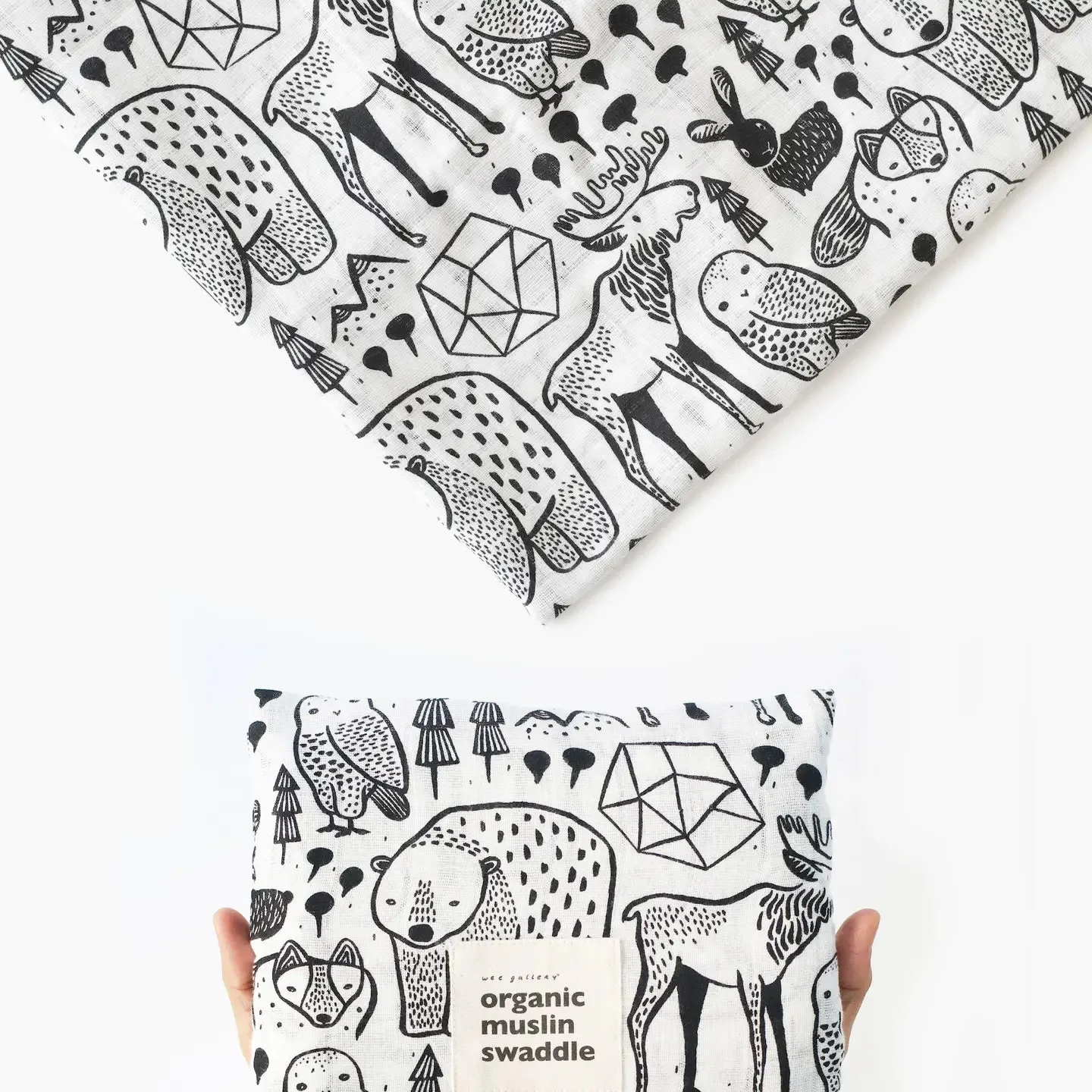 Organic Infant Swaddle Blanket Nordic Theme | Wee Gallery