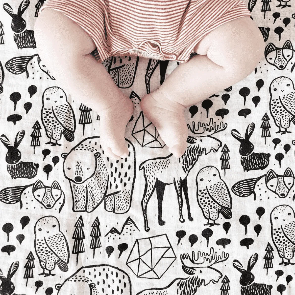 Organic Infant Swaddle Blanket Nordic Theme | Wee Gallery