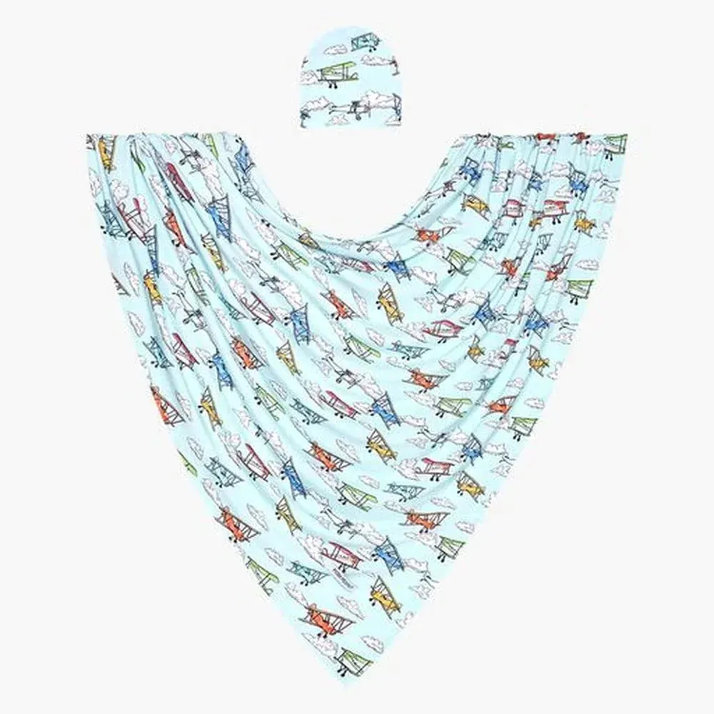 Posh Peanut Flyer Swaddle & Beanie Set