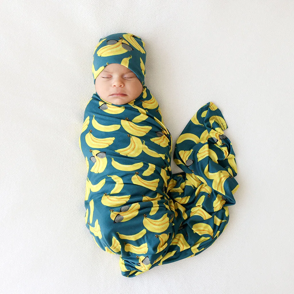 Posh Peanut Swaddle and Hat Set - Bananas