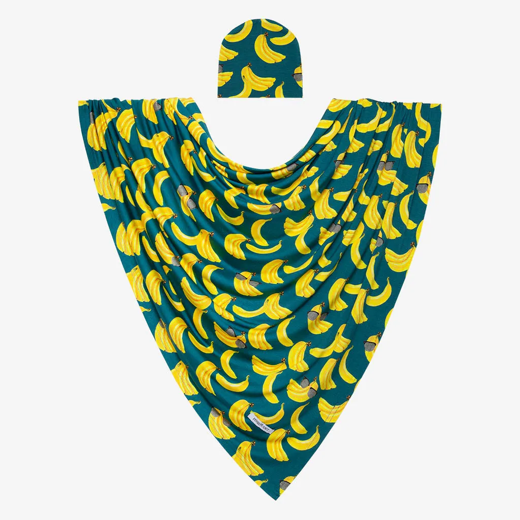 Posh Peanut Swaddle and Hat Set - Bananas