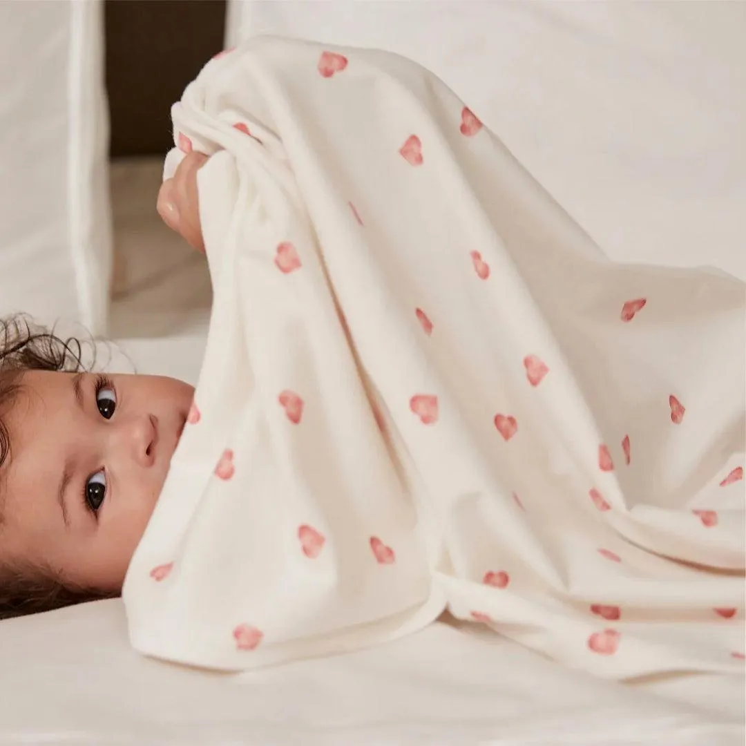 Rosa & Blue Baby Blanket  - Heart