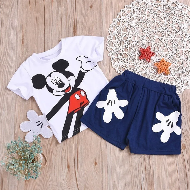 Summer Baby Boy Clothing Cotton Girls Clothing Set Mickey Sports Unisex Baby Clothes Roupas Bebe Cartoon Designer Kids Outfits