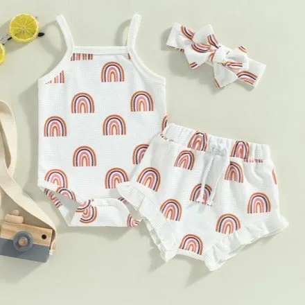Summer Romper Waffle Knit Set