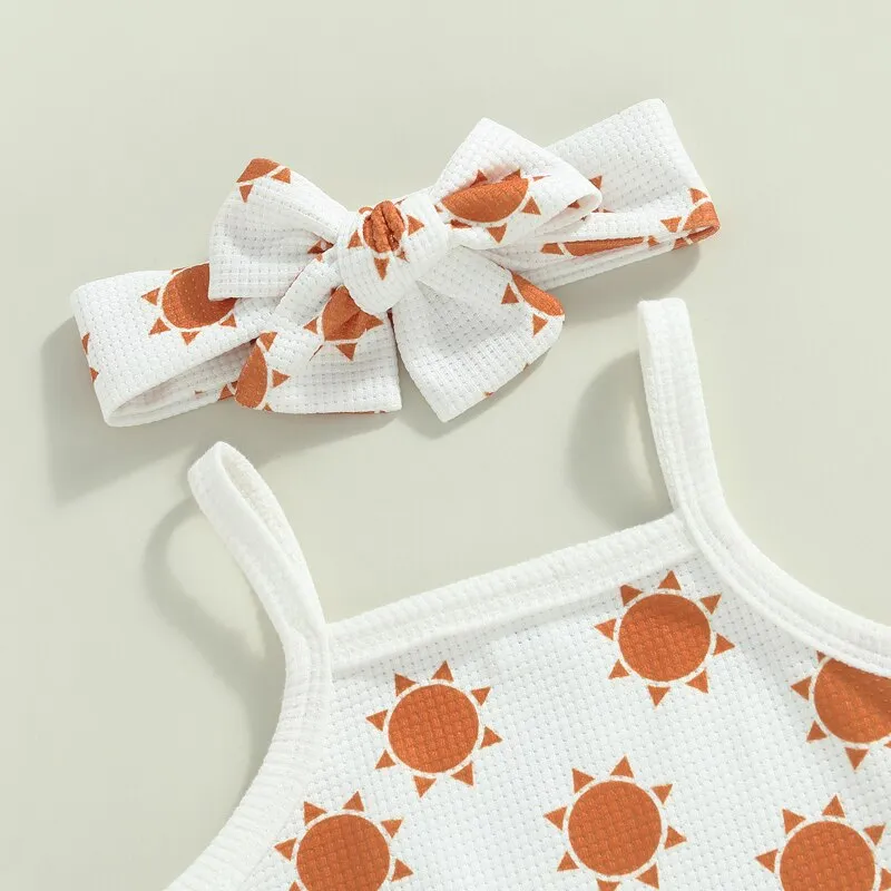 Summer Romper Waffle Knit Set
