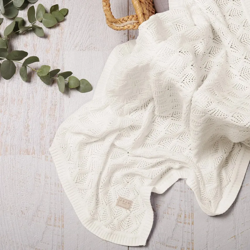 Trellis Lace blanket - Milk