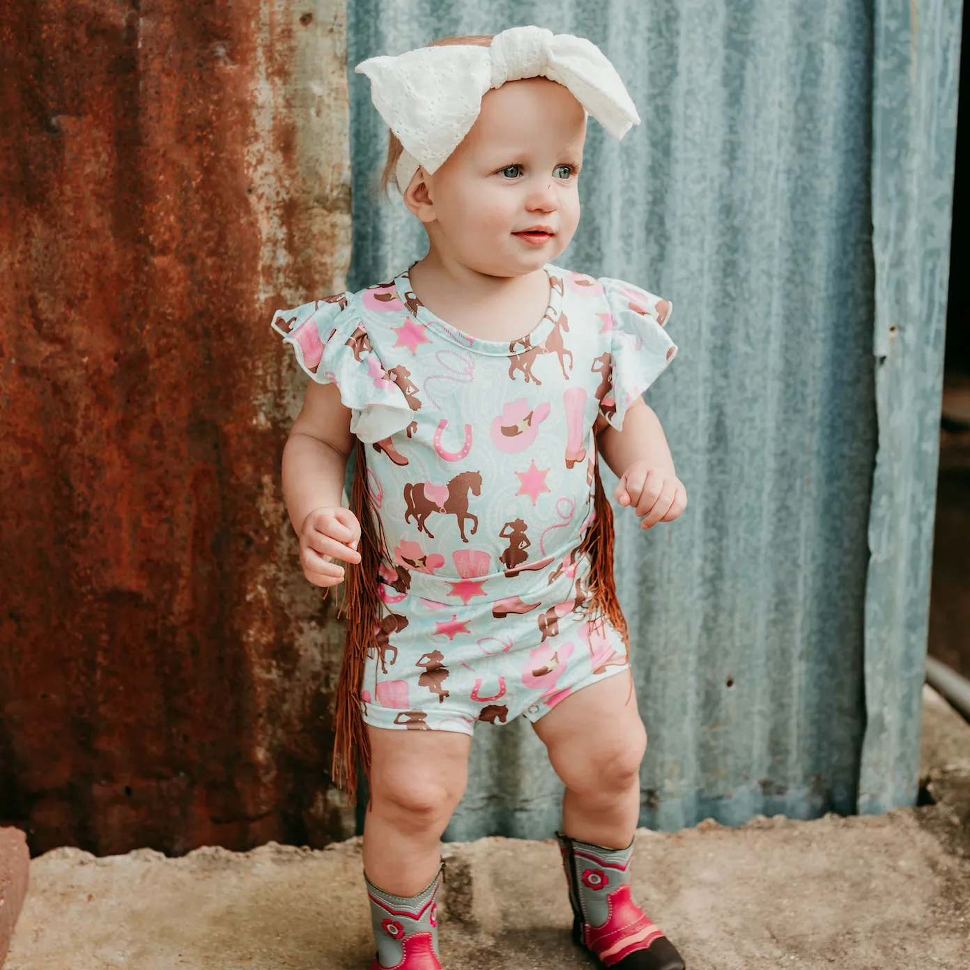 Turq Cowgirl w/t Fringe Onesie Baby (0-18M)