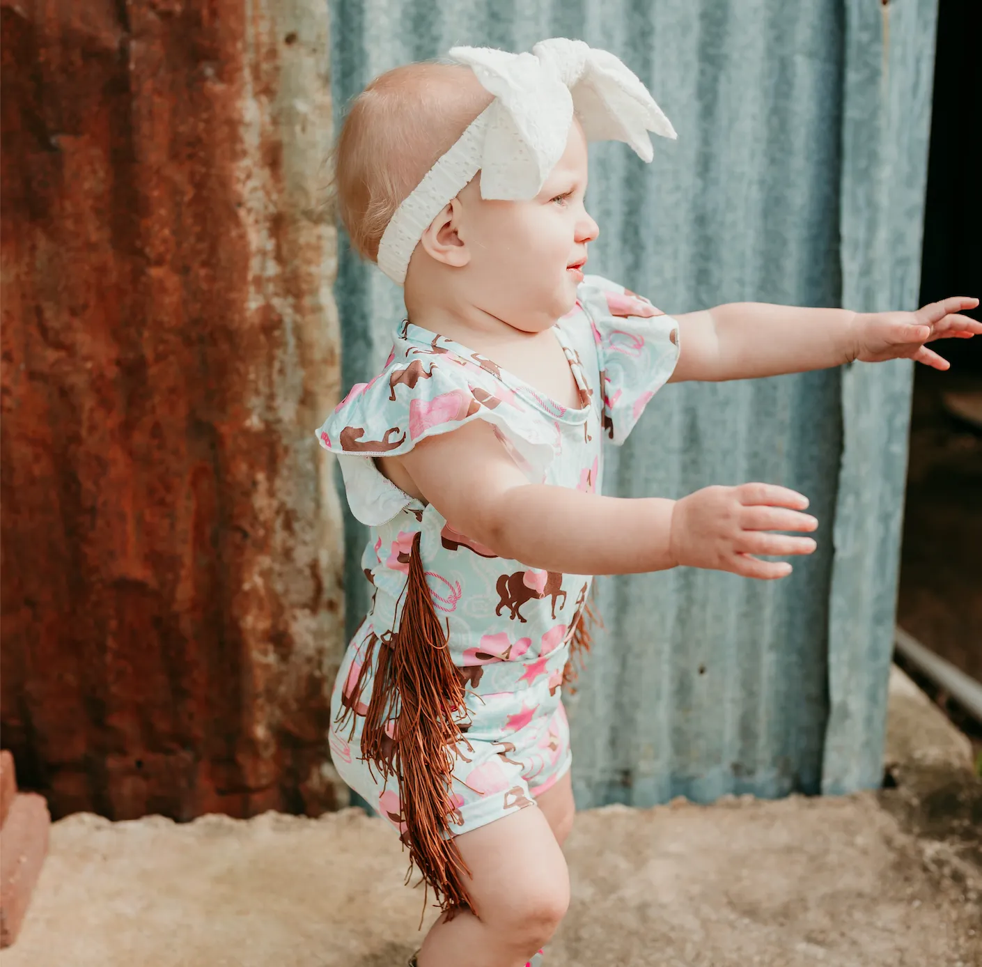 Turq Cowgirl w/t Fringe Onesie Baby (0-18M)