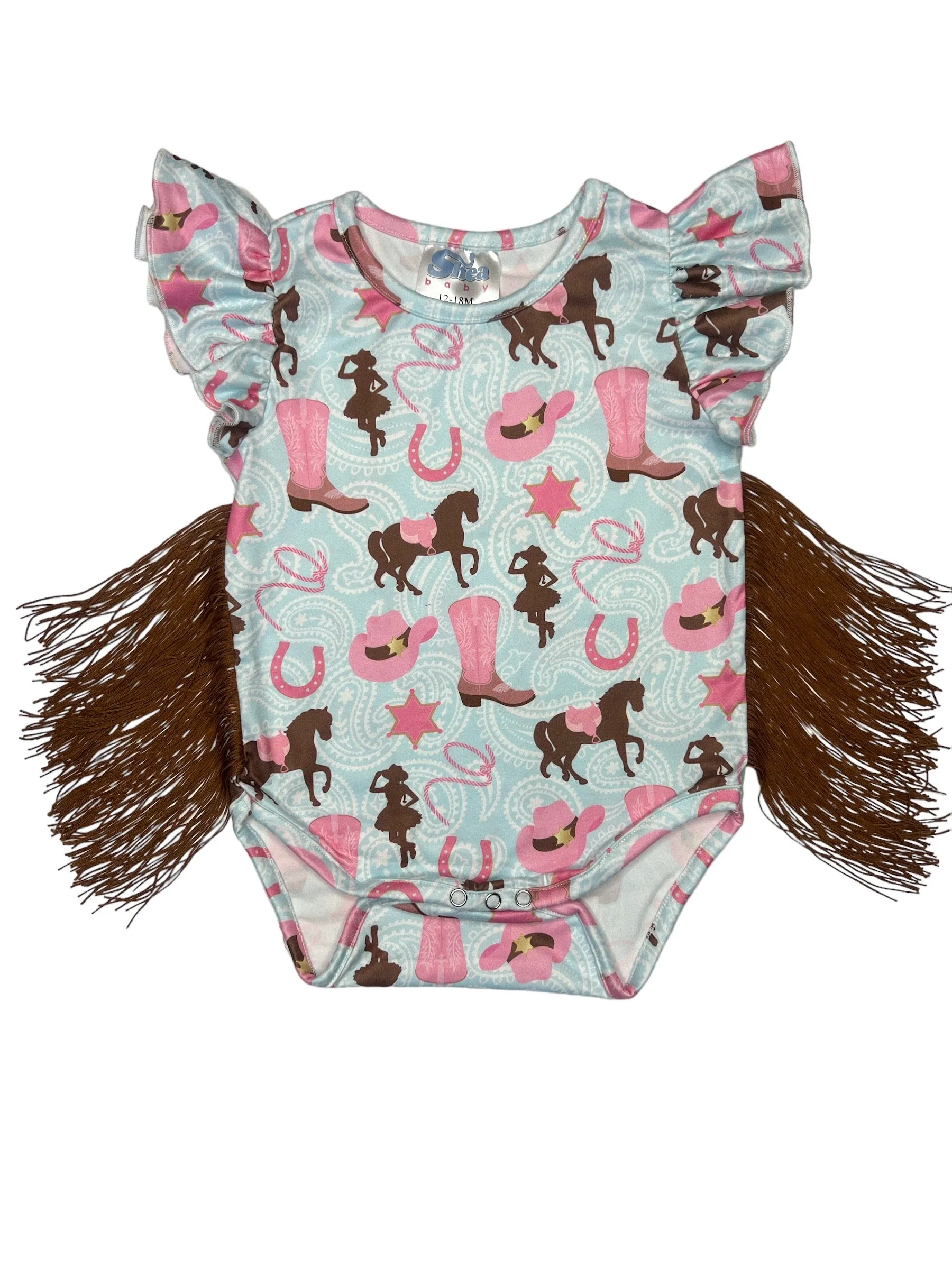 Turq Cowgirl w/t Fringe Onesie Baby (0-18M)