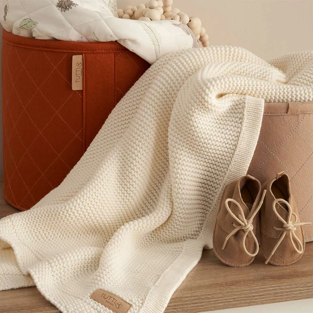 Tutti Bambini Chunky Knitted Baby Blanket - Fresh Cream