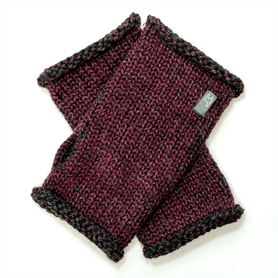 Unisex Alpaca Fingerless Gloves - Wine