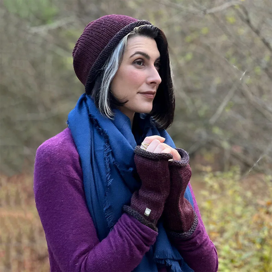 Unisex Alpaca Fingerless Gloves - Wine