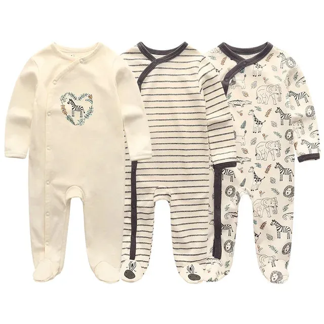 Unisex Baby Organic Cotton Snap Footed Sleep and Play Pajamas Long Sleeve Bodysuit for Newborn Boy and Girl