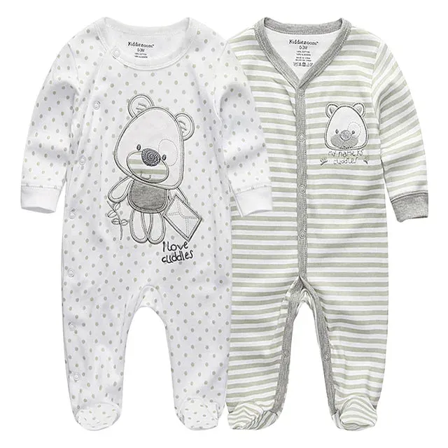Unisex Baby Organic Cotton Snap Footed Sleep and Play Pajamas Long Sleeve Bodysuit for Newborn Boy and Girl