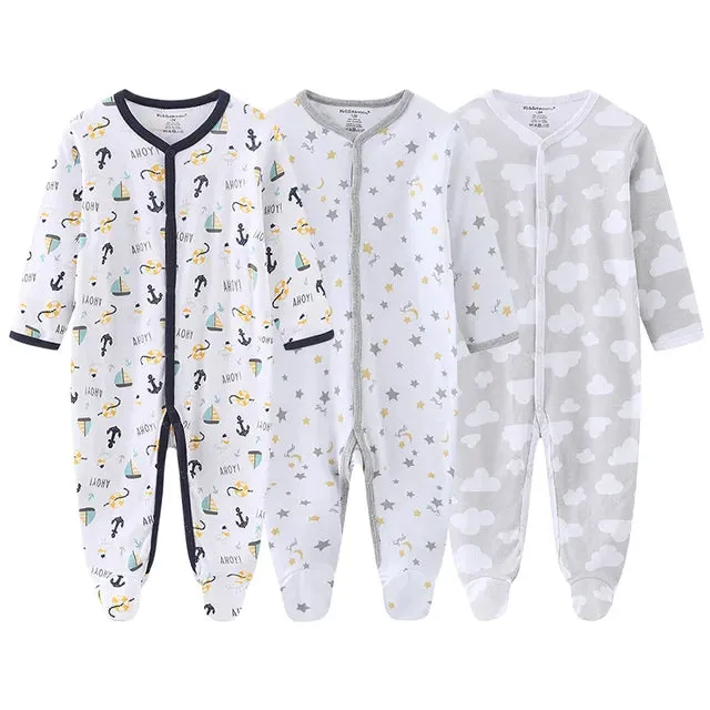 Unisex Baby Organic Cotton Snap Footed Sleep and Play Pajamas Long Sleeve Bodysuit for Newborn Boy and Girl