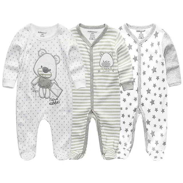 Unisex Baby Organic Cotton Snap Footed Sleep and Play Pajamas Long Sleeve Bodysuit for Newborn Boy and Girl