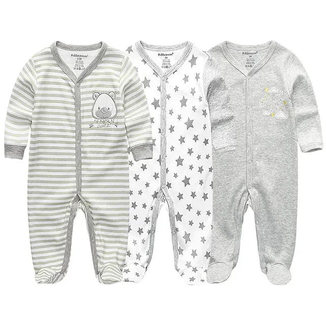 Unisex Baby Organic Cotton Snap Footed Sleep and Play Pajamas Long Sleeve Bodysuit for Newborn Boy and Girl