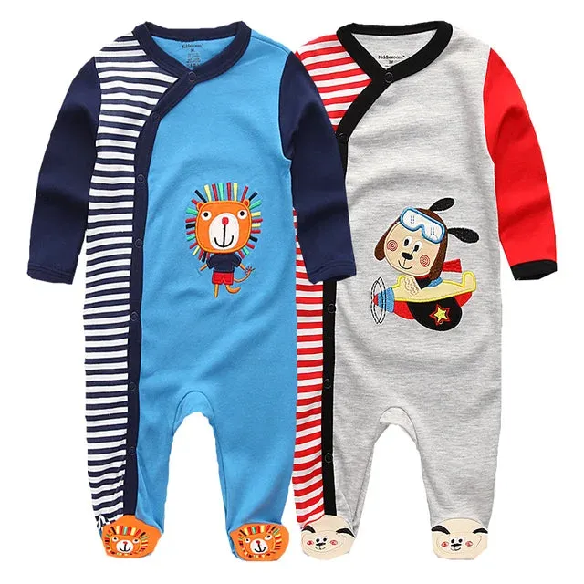 Unisex Baby Organic Cotton Snap Footed Sleep and Play Pajamas Long Sleeve Bodysuit for Newborn Boy and Girl
