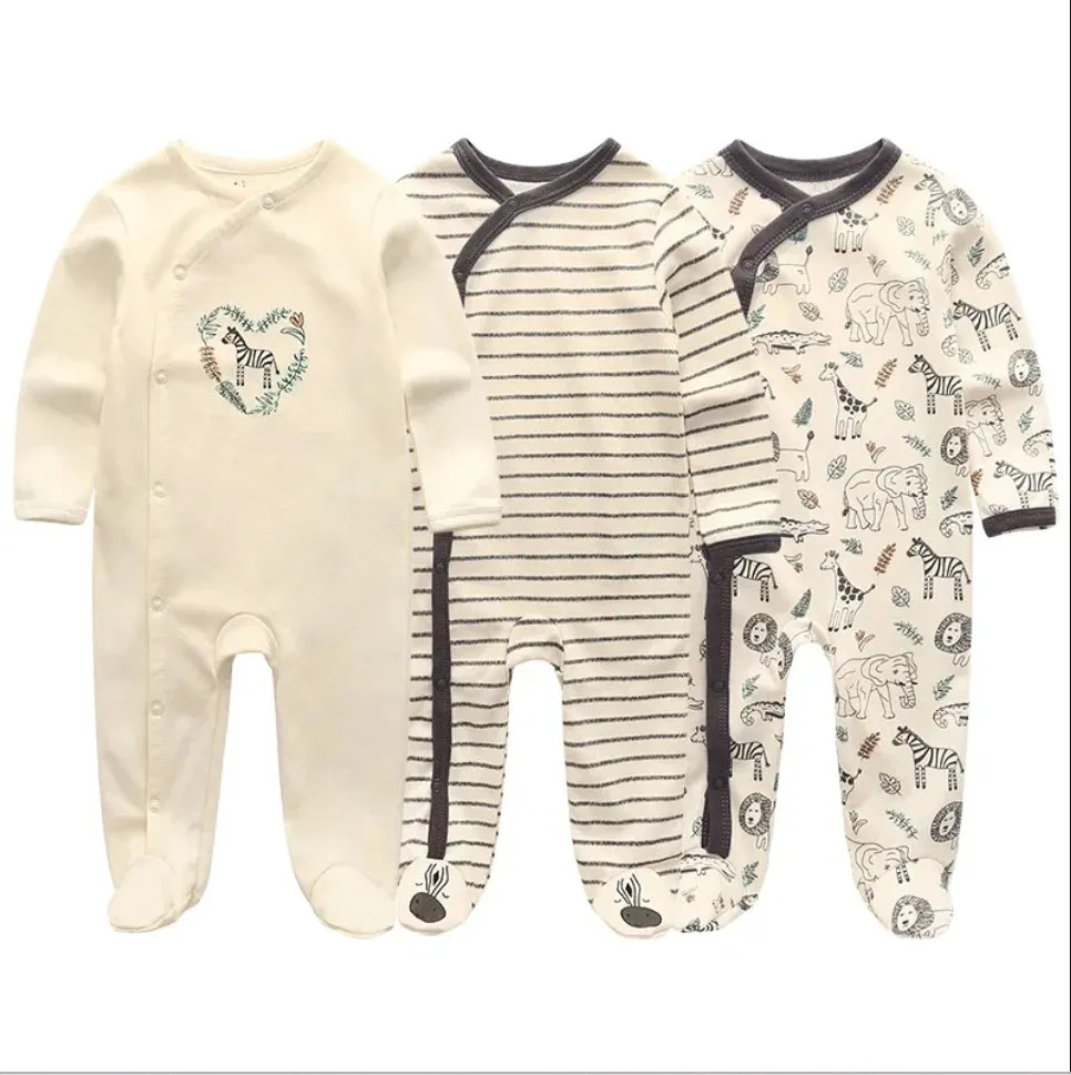 Unisex Baby Organic Cotton Snap Footed Sleep and Play Pajamas Long Sleeve Bodysuit for Newborn Boy and Girl