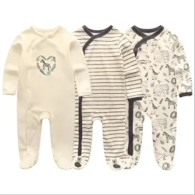 Unisex Baby Organic Cotton Snap Footed Sleep and Play Pajamas Long Sleeve Bodysuit for Newborn Boy and Girl