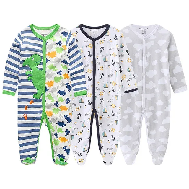 Unisex Baby Organic Cotton Snap Footed Sleep and Play Pajamas Long Sleeve Bodysuit for Newborn Boy and Girl