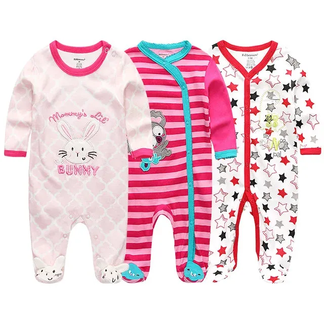 Unisex Baby Organic Cotton Snap Footed Sleep and Play Pajamas Long Sleeve Bodysuit for Newborn Boy and Girl