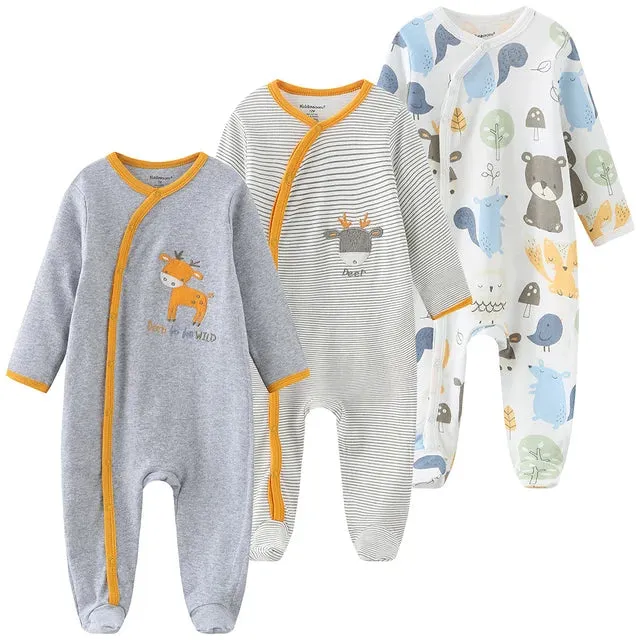 Unisex Baby Organic Cotton Snap Footed Sleep and Play Pajamas Long Sleeve Bodysuit for Newborn Boy and Girl