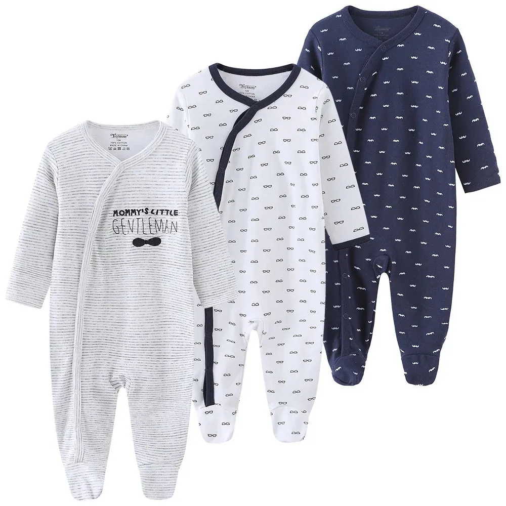 Unisex Baby Organic Cotton Snap Footed Sleep and Play Pajamas Long Sleeve Bodysuit for Newborn Boy and Girl