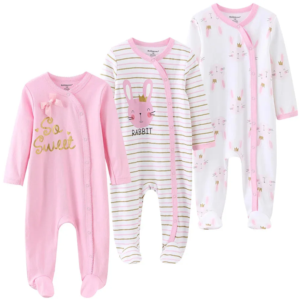 Unisex Baby Organic Cotton Snap Footed Sleep and Play Pajamas Long Sleeve Bodysuit for Newborn Boy and Girl