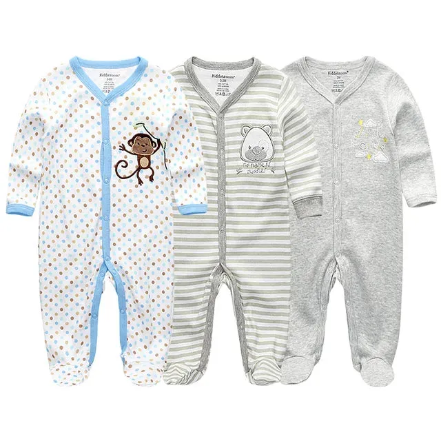 Unisex Baby Organic Cotton Snap Footed Sleep and Play Pajamas Long Sleeve Bodysuit for Newborn Boy and Girl