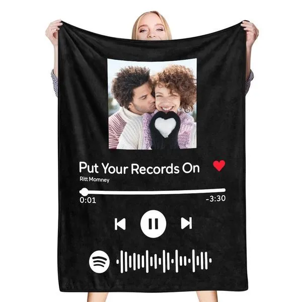 Valentine's Day Gifts Scannable Custom Spotify Blanket Spotify Blanket For Lover