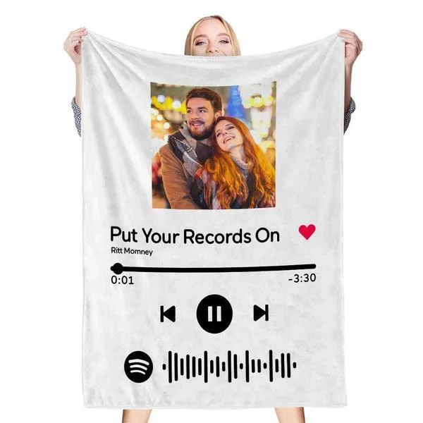 Valentine's Day Gifts Scannable Custom Spotify Blanket Spotify Blanket For Lover