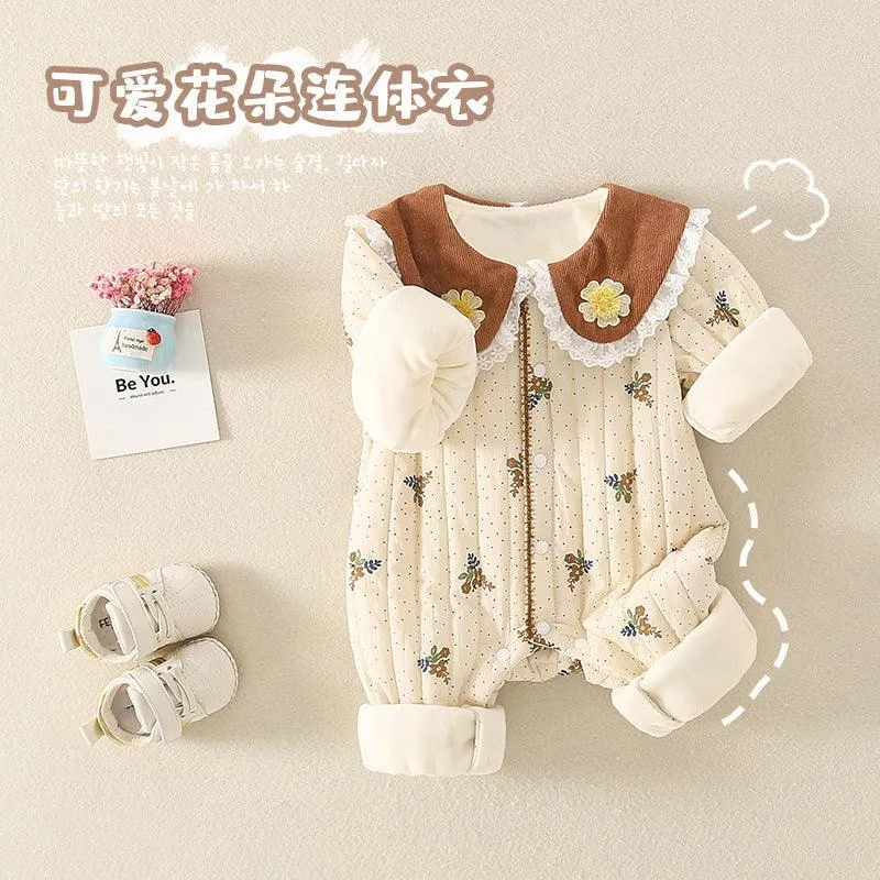 Winter Little Floral Baby Jumpsuits