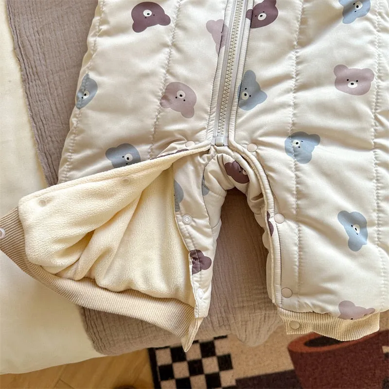 Winter Printed Hooded Baby Romper