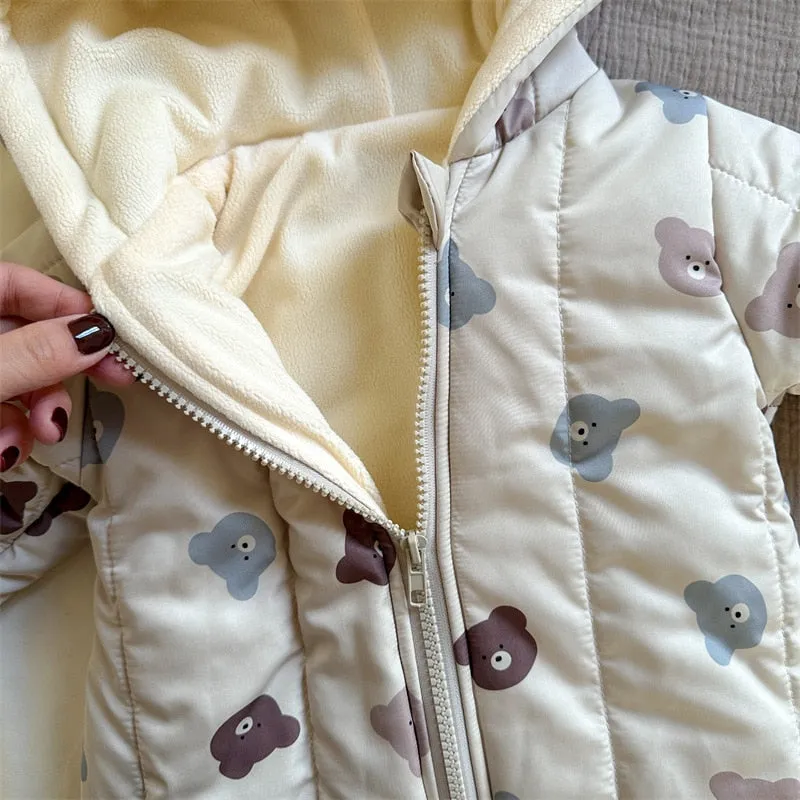 Winter Printed Hooded Baby Romper
