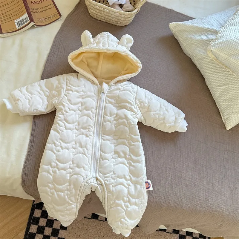 Winter Printed Hooded Baby Romper