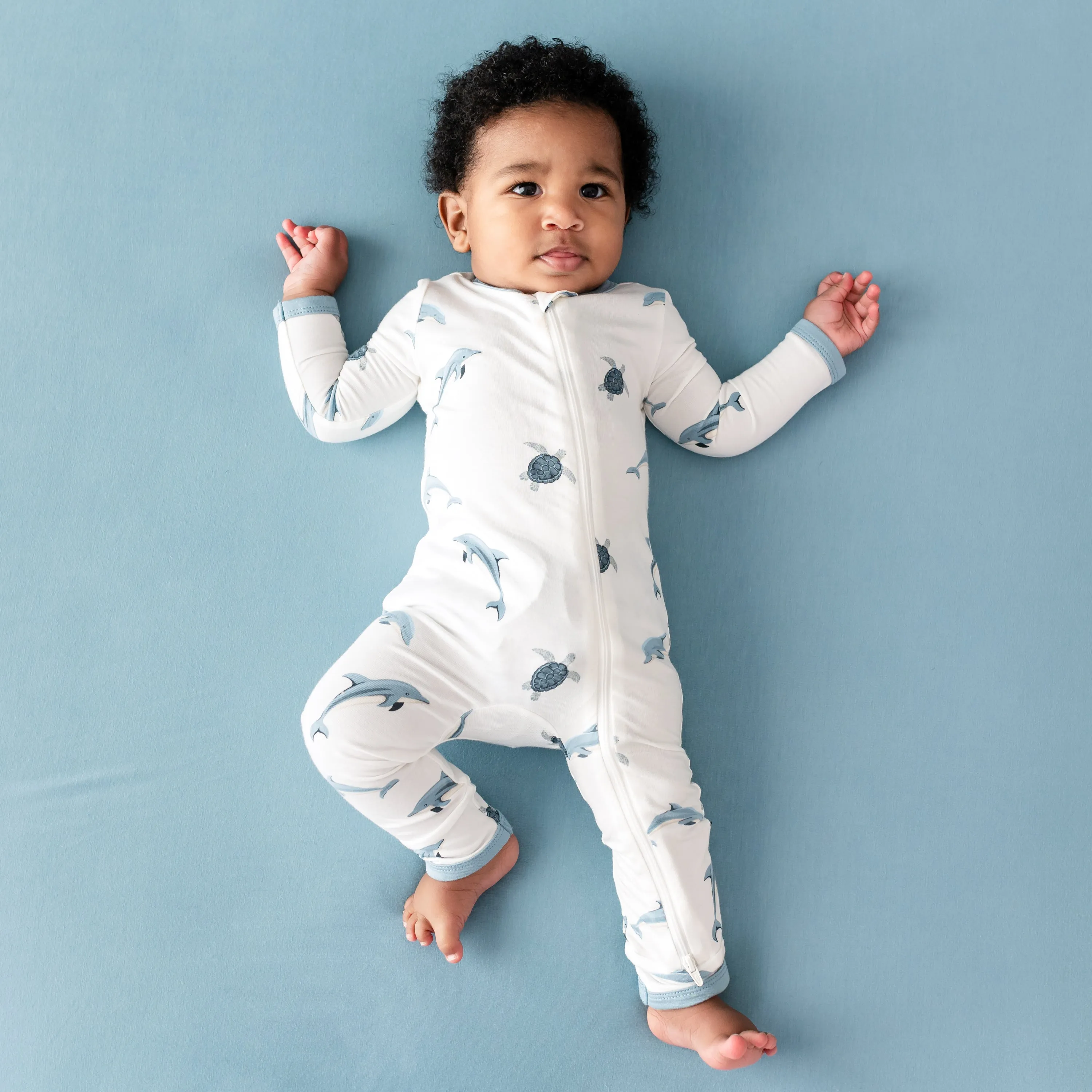 Zippered Romper in Dolphin