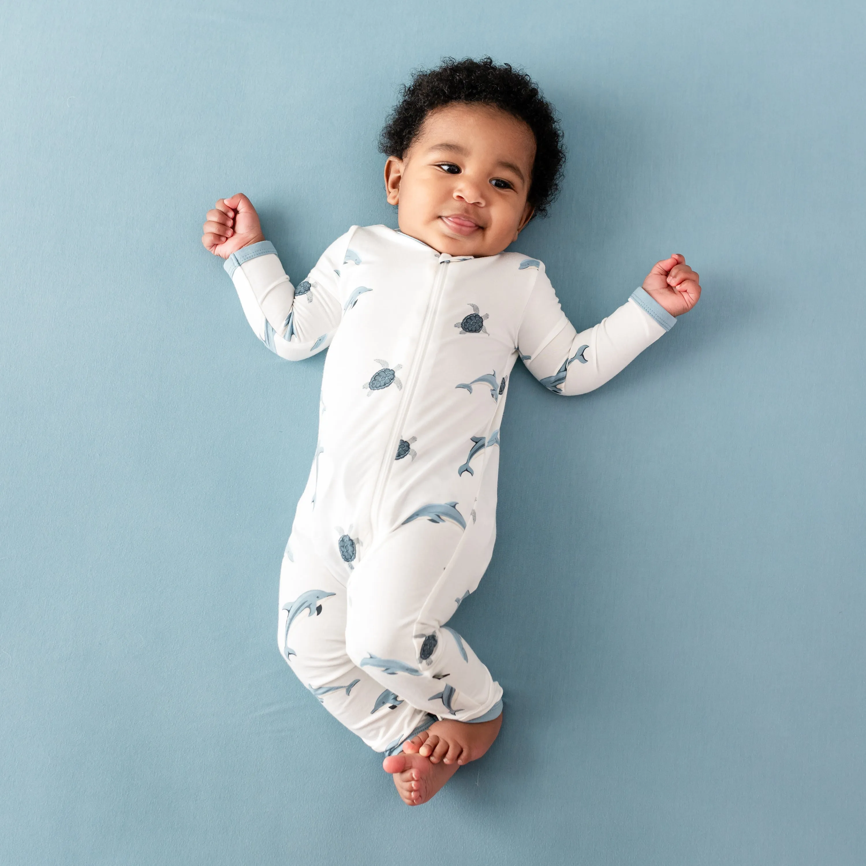 Zippered Romper in Dolphin
