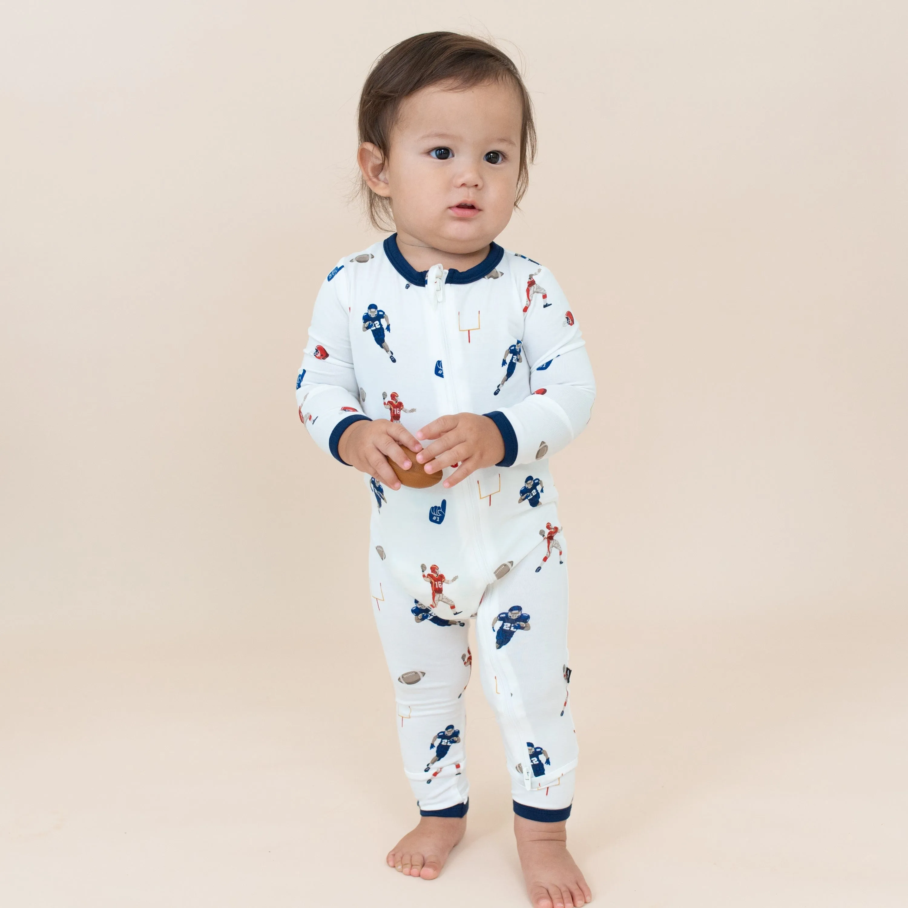 Zippered Romper in Football