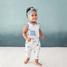 Zippered Sleeveless Romper in Dolphin